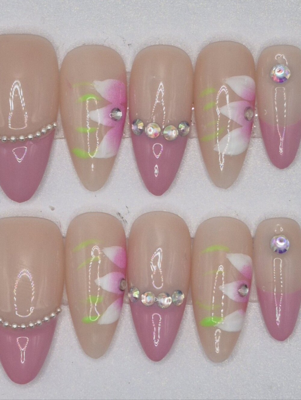 Small Almond Press On Nails Glowpetal Pixie Handmade